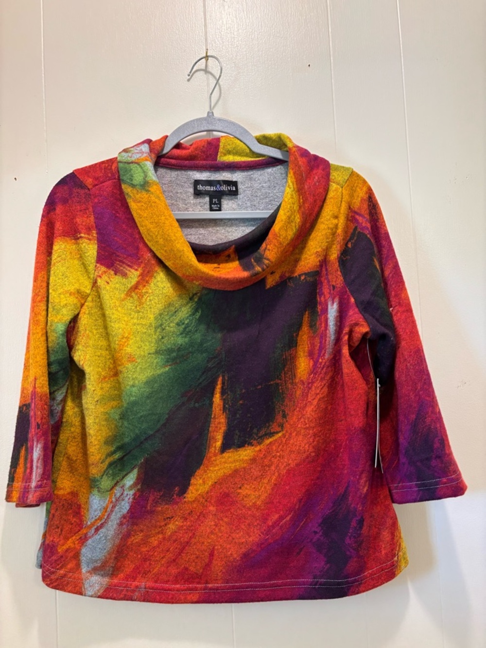 Thomas & Olivia Artsy Cowl Neck Abstract Print Blouse